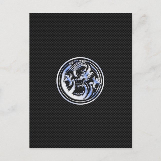 Carte Postale Chrome Dragon Crest foncé fibre de carbone Impress (Devant)