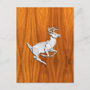 Carte Postale Chrome Like Running Deer on Fine Teak