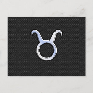 Carte Postale Chrome Like Taurus Zodiac Sign on Black Snake Skin