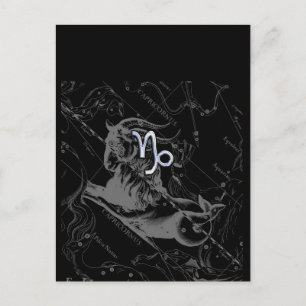Carte Postale Chrome Style Capricorn Zodiac Connexion Hevelius