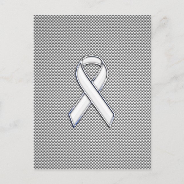 Carte Postale Chrome White Ribbon Sensibilisation Fibre de carbo (Devant)