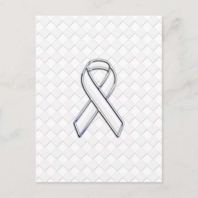 Carte Postale Chrome White Ribbon Sensibilisation sur les Checke (Devant)