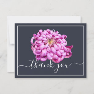 Carte Postale Chrysanthème Décoratif Rose Exquis Merci