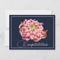 Chrysanthème rose fond marine Félicitations