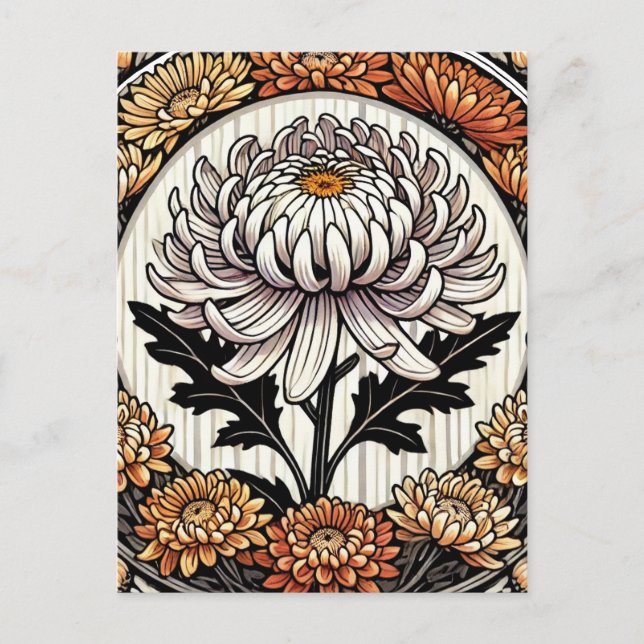 Carte Postale Chrysanthèmes Vintage  (Devant)