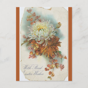 Carte Postale Chrysanthèmes vintage et un message de Pâques