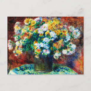 Carte Postale Chrysanthèmes vintages par Pierre-Auguste Renoir