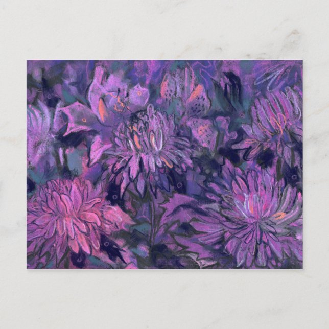 Carte Postale Chrysanthemum Fleur Abstraite Florale Violet pourp (Devant)
