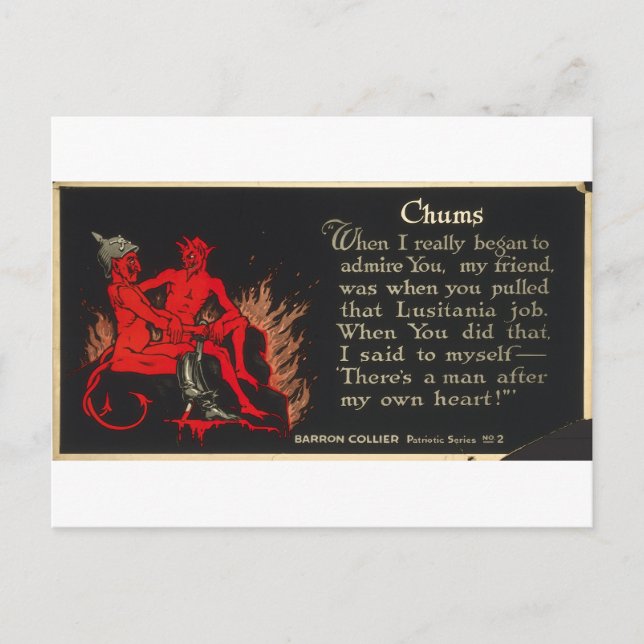 Carte Postale Chums World War I Lusitania Devil Caricature (Devant)