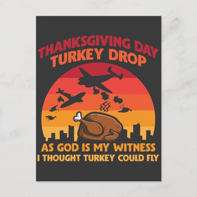 Carte Postale Chute de dinde Jour de Thanksgiving Dieu est mon t (Devant)