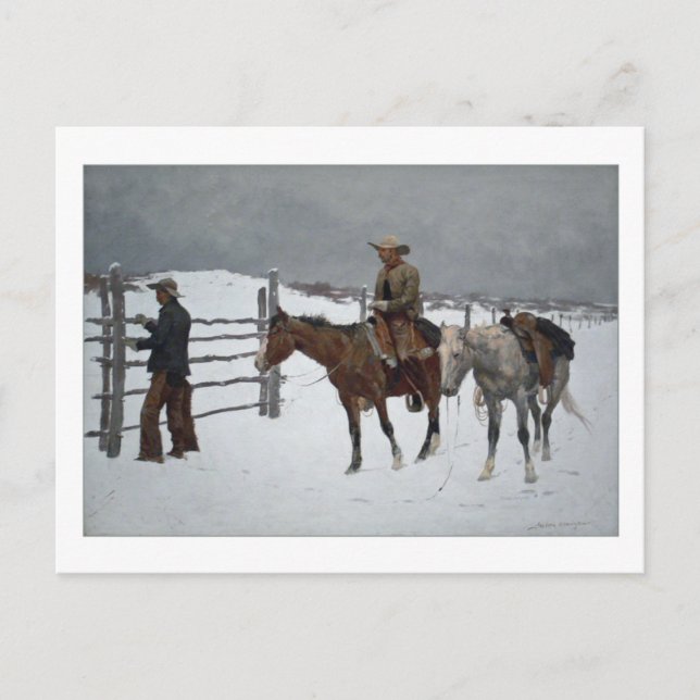 Carte Postale Chute du cowboy par Frederic Remington (Devant)