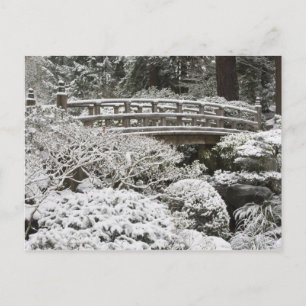 Carte Postale Chutes de neige dans le jardin japonais de Portlan