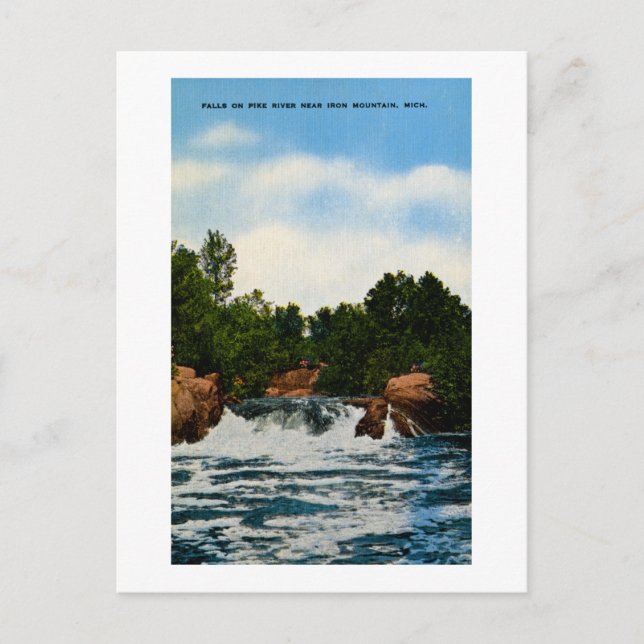 Carte Postale Chutes sur Pike River près de Iron Mountain, Michi (Devant)