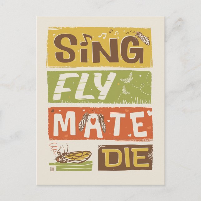 Carte Postale Cicada Sing Fly Mate Die (Devant)