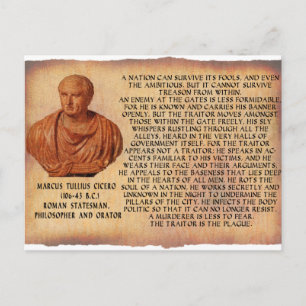 CARTE POSTALE CICERO QUOTE - LA NATION NE PEUT SURVIVRE LE TRÉSO