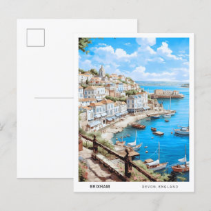 Carte Postale Ciel bleu à Brixham Devon Angleterre Vintage voyag