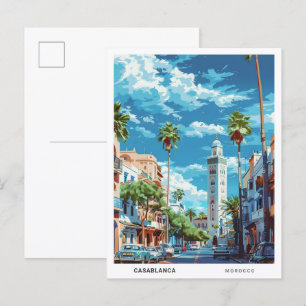 Carte Postale Ciel bleu à Casablanca Maroc Vintage voyage