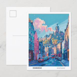 Carte Postale Ciel bleu à Edimbourg Vintage voyage écossais
