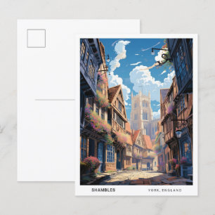 Carte Postale Ciel bleu à Shambles York Angleterre Vintage voyag