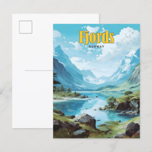 Carte Postale Ciel bleu dans Fjords Norvège Vintage voyage
