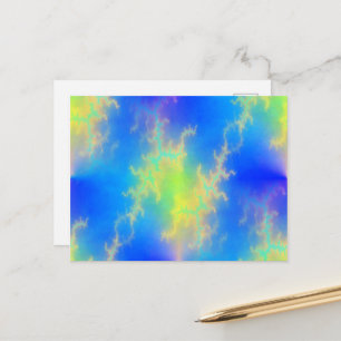 Carte Postale Ciel bleu et boulons de foudre jaune doré