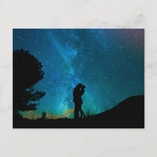 Carte Postale Ciel coloré romantique de baiser de Starrry de