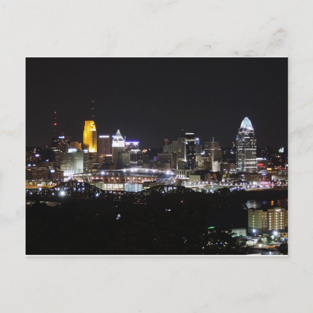 Carte Postale Ciel de Cincinnati la nuit (Devant)