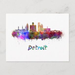 Carte Postale Ciel de Détroit en aquarelle