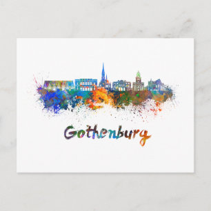 Carte Postale Ciel de Göteborg en aquarelle