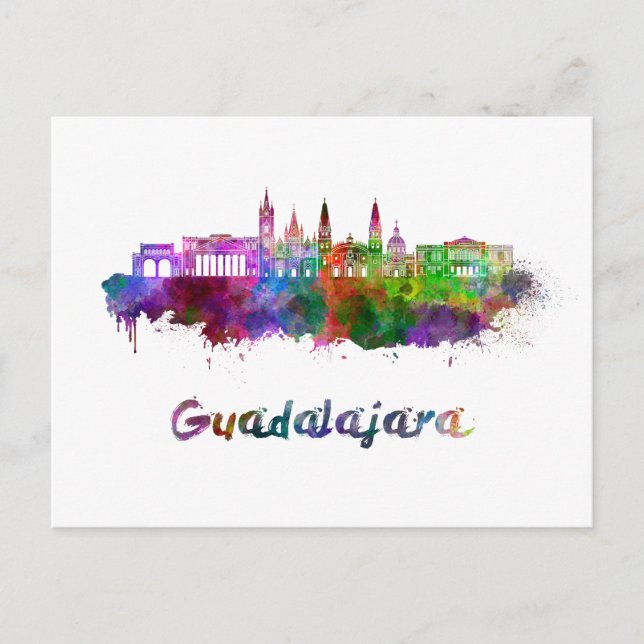 Carte Postale Ciel de Guadalajara en aquarelle (Devant)