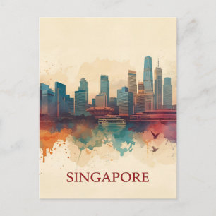 Carte Postale Ciel de Singapour rétro
