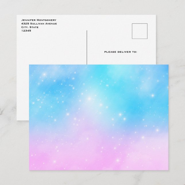 Carte Postale Ciel dégradé rose et bleu pastel (Devant / Derrière)