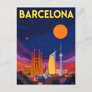 Carte Postale Ciel nocturne de Barcelone Sagrada Familia