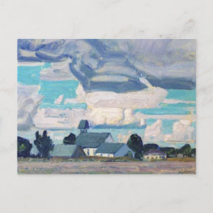 Carte Postale Ciel nuageux, église Thornhill, célèbre peinture,