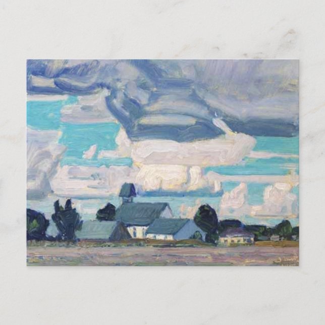 Carte Postale Ciel nuageux, église Thornhill, célèbre peinture, (Devant)