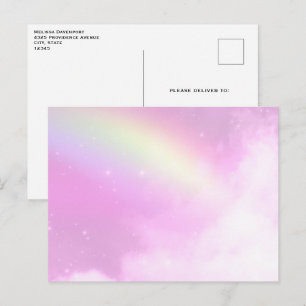 Carte Postale Ciel rose avec Citron jaune arc-en-ciel