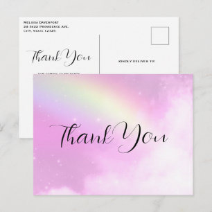 Carte Postale Ciel rose avec citron jaune arc-en-ciel Merci