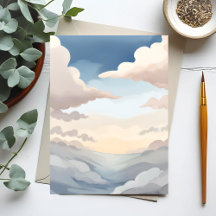 Cieux nuageux | Nuages bleus de ciel à l'aquarelle