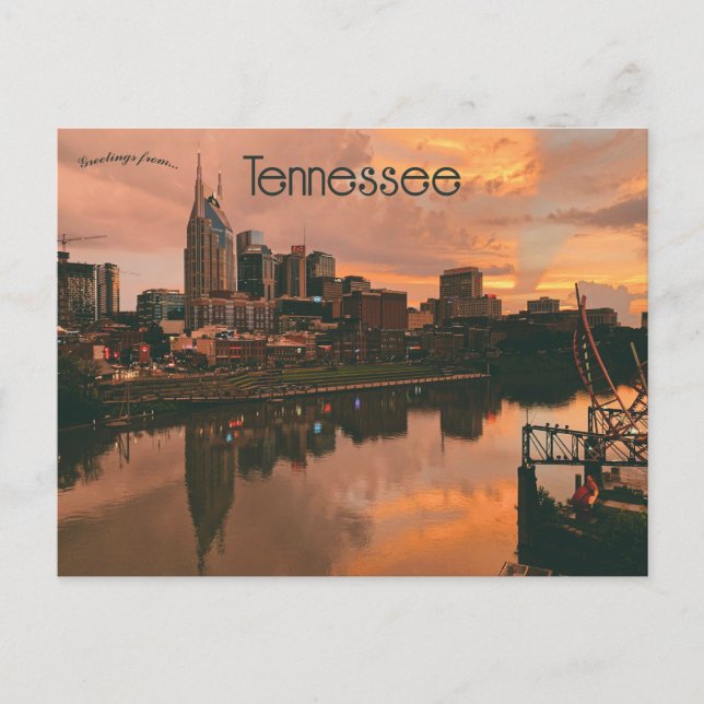 Carte Postale Cieux orange sur Nashville Tennessee (Devant)