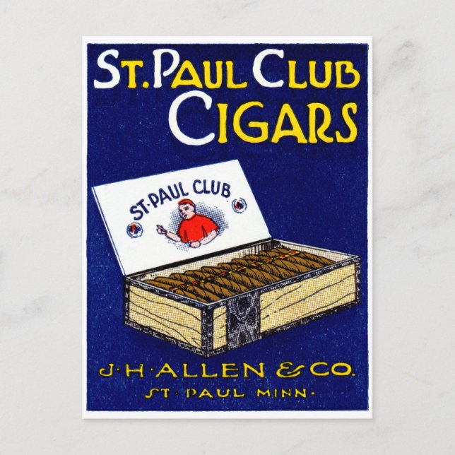 Carte Postale Cigares du club St. Paul 1910 (Devant)