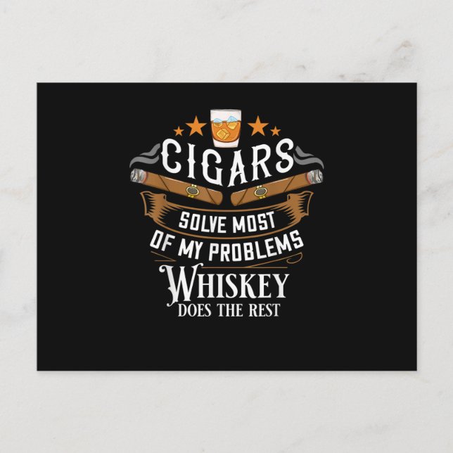 Carte Postale Cigares Résolvent La Plupart De Mes Problèmes Whis (Devant)