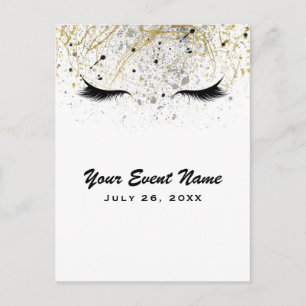 Carte Postale Cils Beauté Or Argent Noir Glamour Moderne