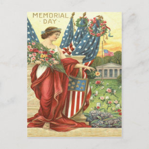 Carte Postale Cimetière de la Liberté Lady Wreath, Drapeau améri