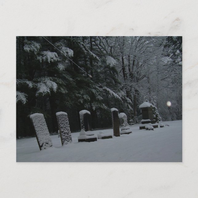 Carte Postale Cimetière d'hiver avec orbe (Devant)