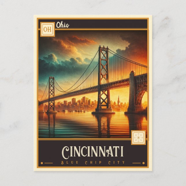 Carte Postale Cincinnati, Ohio | VINTAGE (Devant)