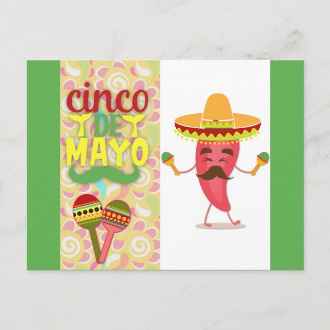 Carte Postale Cinco de Mayo aux couleurs mignonnes (Devant)