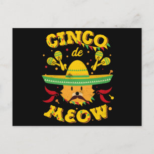 Carte Postale Cinco de Mayo Cat Cinco de Meow Kitten Sombrero