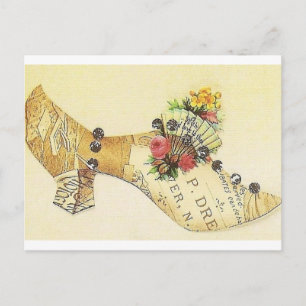 Carte Postale Cinderella Vintage Ventilateur Victorien Slipper