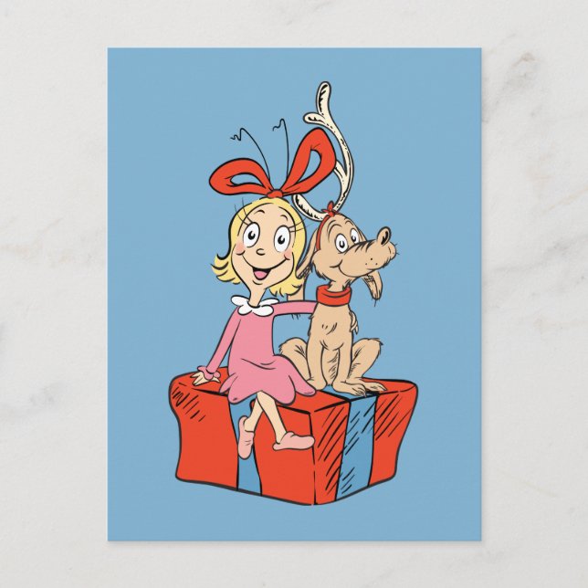 Carte Postale Cindy Lou Who and Max on a Present (Devant)