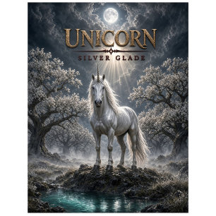 Carte Postale Cinéma sombre Licorne Argent Clairière